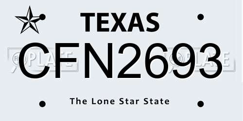 CFN2693 Texas License Plate