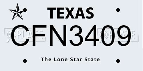 CFN3409 Texas License Plate