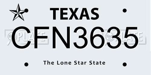 CFN3635 Texas License Plate