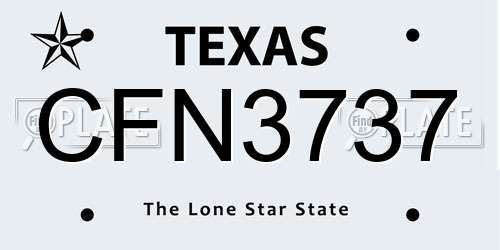 CFN3737 Texas License Plate