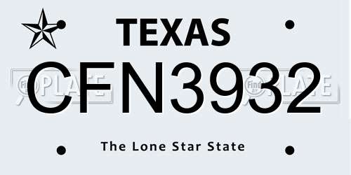 CFN3932 Texas License Plate