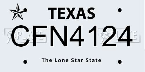 CFN4124 Texas License Plate