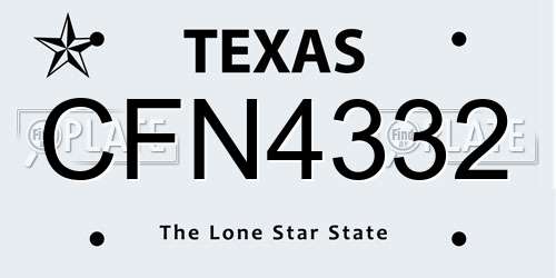 CFN4332 Texas License Plate