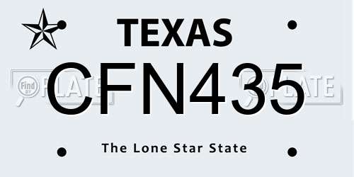 CFN435 Texas License Plate