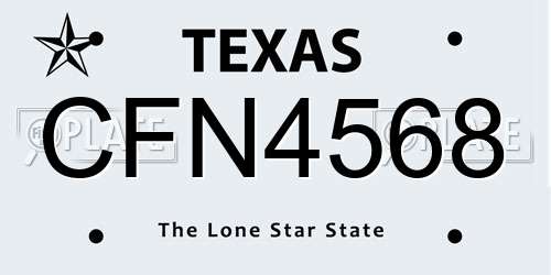 CFN4568 Texas License Plate