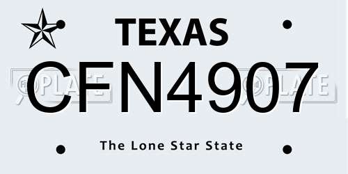 CFN4907 Texas License Plate
