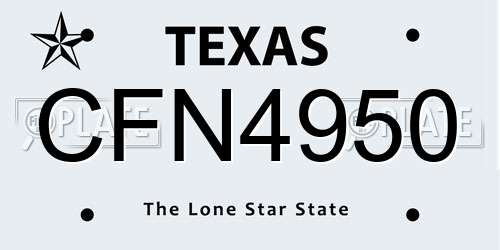 CFN4950 Texas License Plate