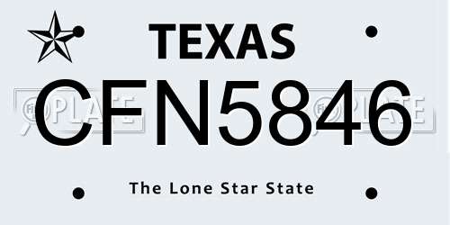 CFN5846 Texas License Plate