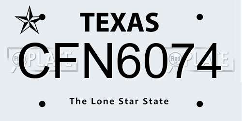 CFN6074 Texas License Plate