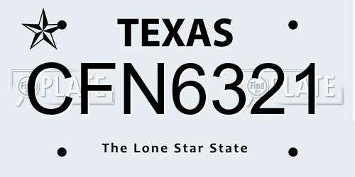 CFN6321 Texas License Plate
