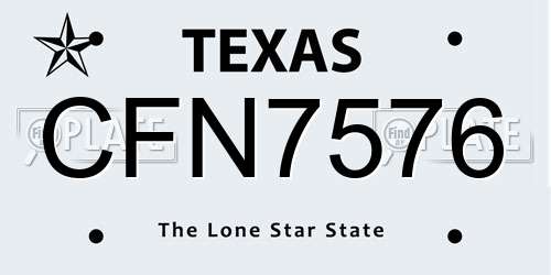 CFN7576 Texas License Plate