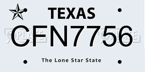 CFN7756 Texas License Plate