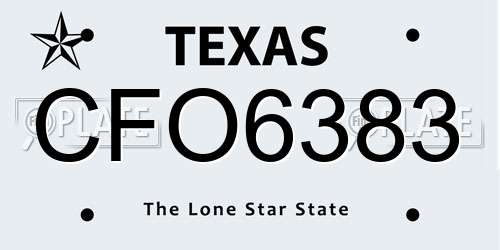 CFO6383 Texas License Plate