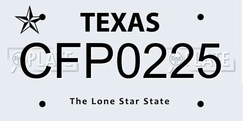 CFP0225 Texas License Plate