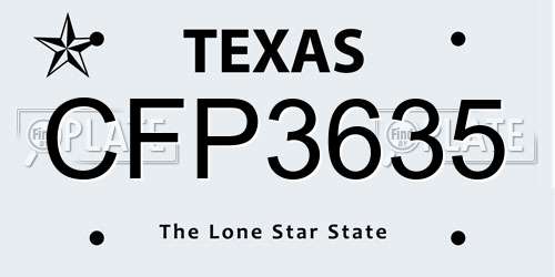 CFP3635 Texas License Plate
