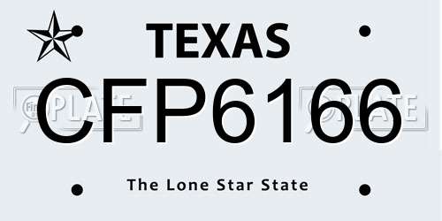 CFP6166 Texas License Plate