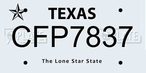 CFP7837 Texas License Plate