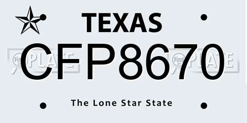 CFP8670 Texas License Plate