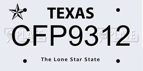 CFP9312 Texas License Plate