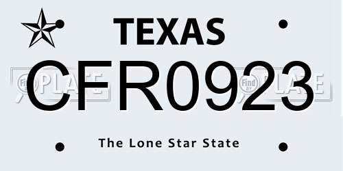 CFR0923 Texas License Plate
