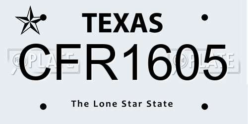 CFR1605 Texas License Plate