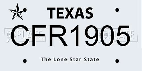 CFR1905 Texas License Plate