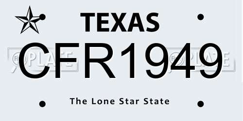 CFR1949 Texas License Plate