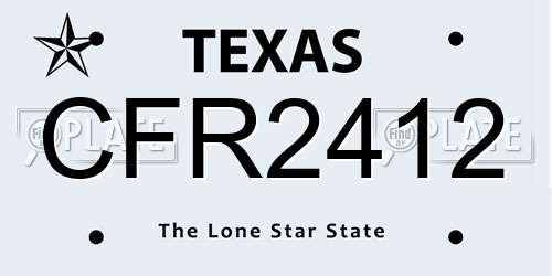 CFR2412 Texas License Plate