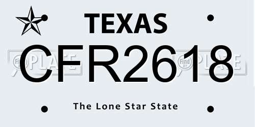 CFR2618 Texas License Plate