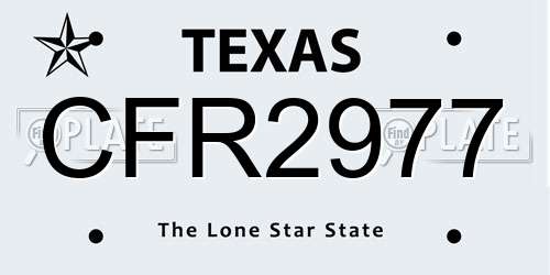 CFR2977 Texas License Plate