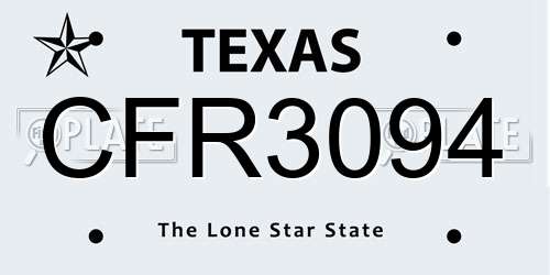 CFR3094 Texas License Plate