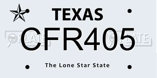 CFR405 Texas License Plate
