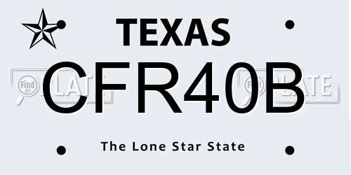 CFR40B Texas License Plate