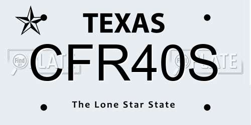 CFR40S Texas License Plate