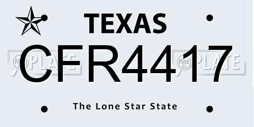 CFR4417 Texas License Plate