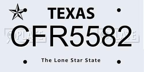 CFR5582 Texas License Plate