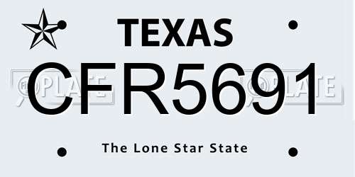CFR5691 Texas License Plate