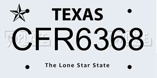 CFR6368 Texas License Plate
