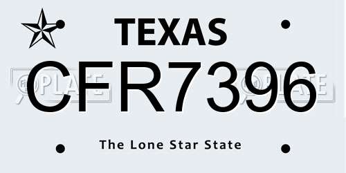 CFR7396 Texas License Plate