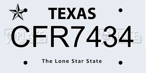 CFR7434 Texas License Plate