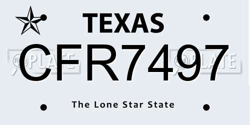 CFR7497 Texas License Plate