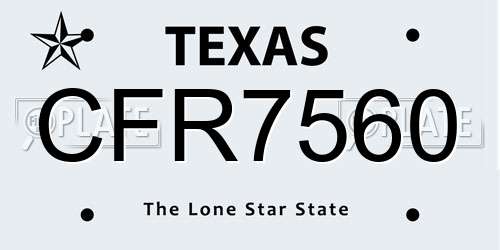 CFR7560 Texas License Plate