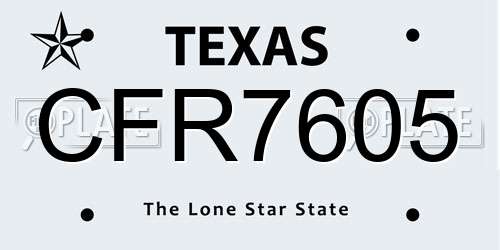 CFR7605 Texas License Plate
