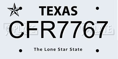 CFR7767 Texas License Plate