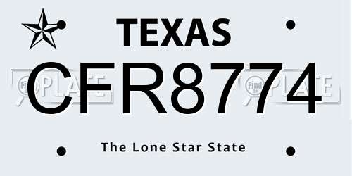 CFR8774 Texas License Plate
