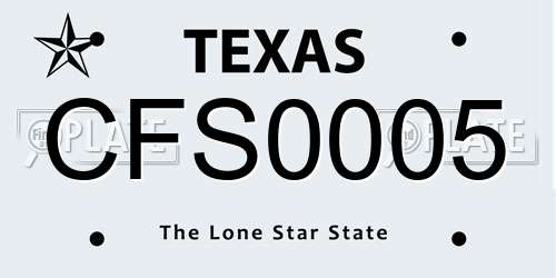 CFS0005 Texas License Plate