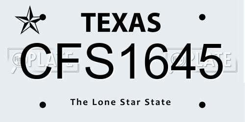 CFS1645 Texas License Plate