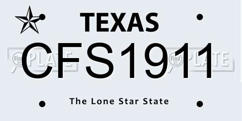 CFS1911 Texas License Plate