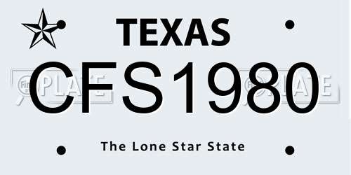 CFS1980 Texas License Plate