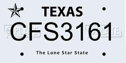 CFS3161 Texas License Plate
